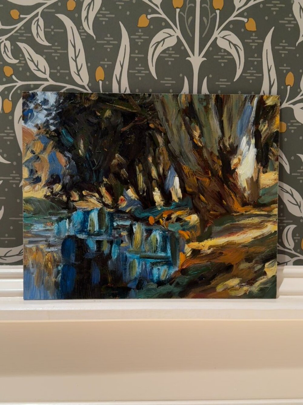 Original 10x8 Impressionist Forest & Creek Oil Painting